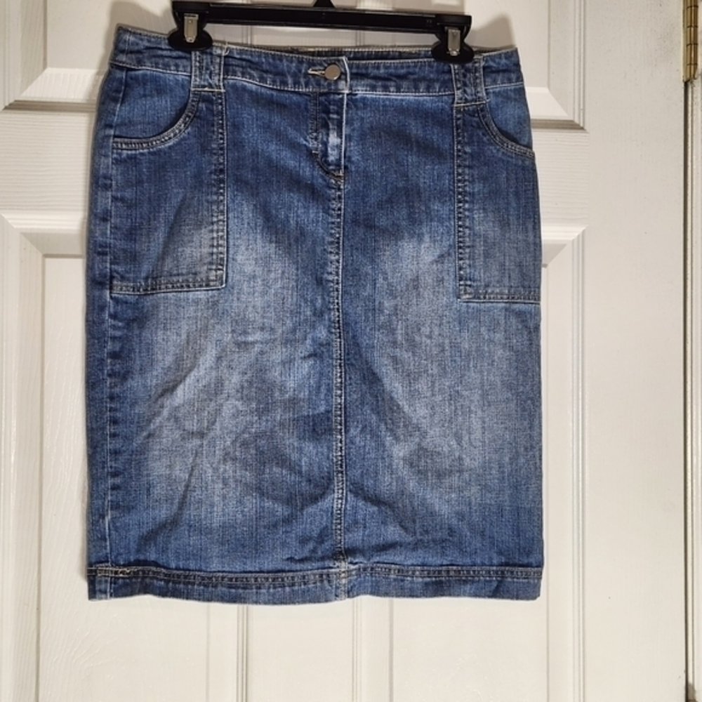 New York & Company Women's S 6 Denim Jean Skirt‎ Pockets Retro Y2K 90's 80's